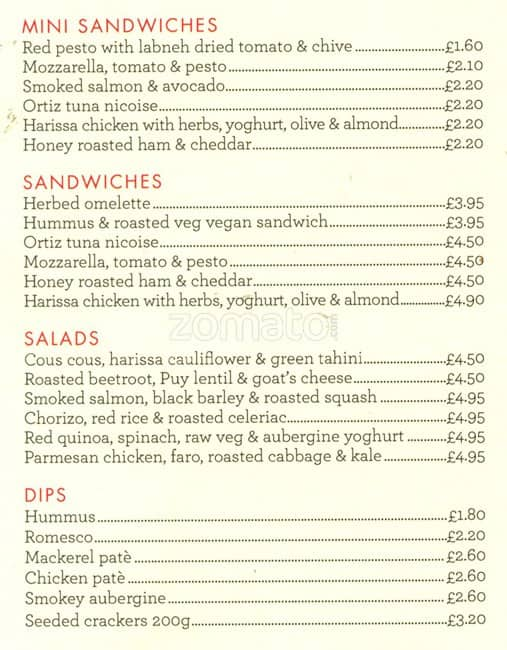 Menu At Gails Bakery London 167 Haverstock Hill 1292