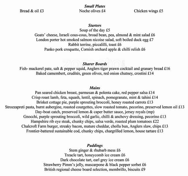 The Anglers Menu, Menu for The Anglers, Teddington, London Zomato UK