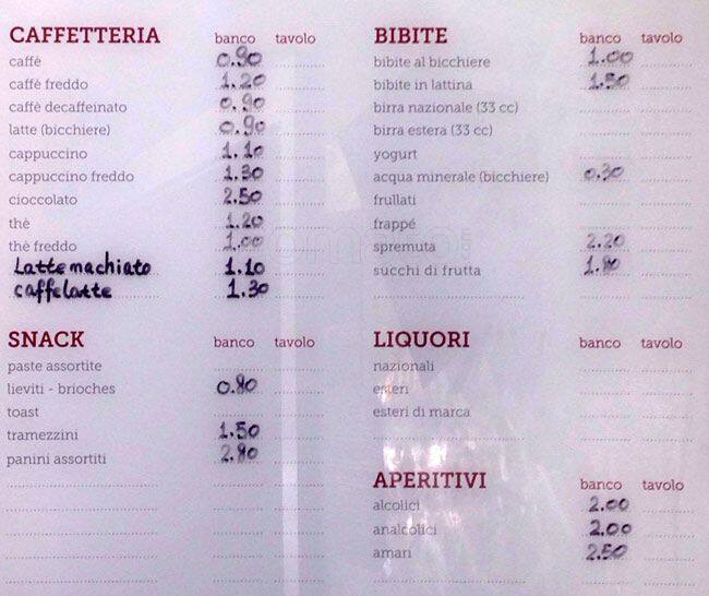 Caffè del Portico Speisekarte