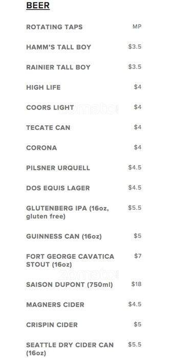 Russell's Tavern меню