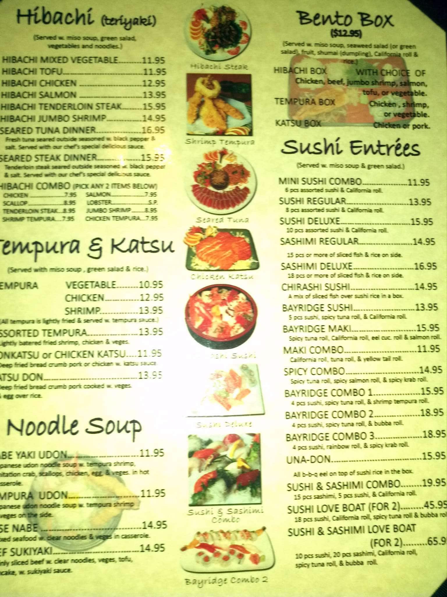 Menu at bayridge sushi restaurant longwood 400 savage ct