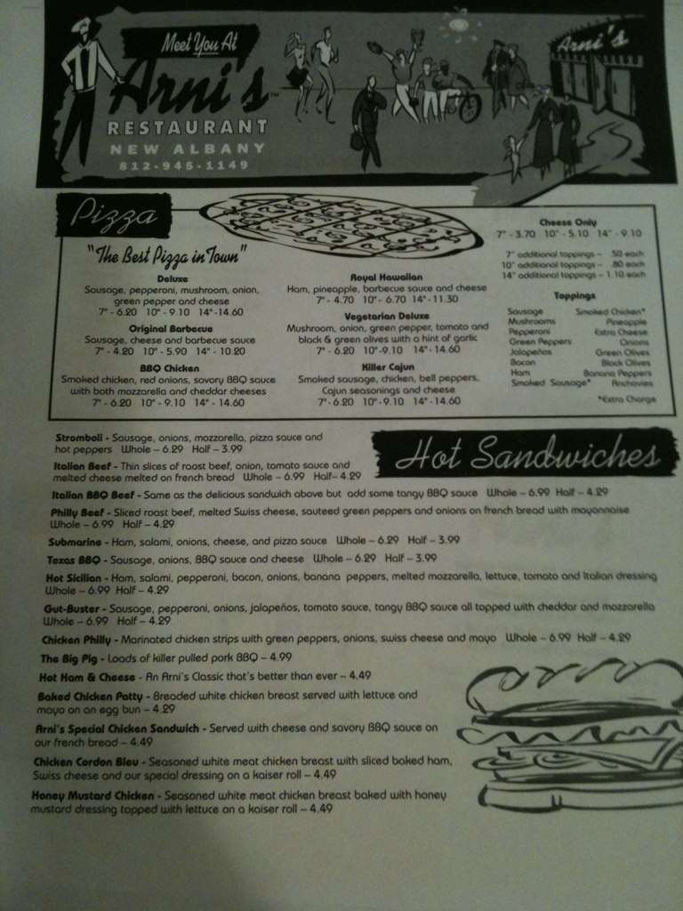 Arni's Pizza Menu, Menu for Arni's Pizza, Floyds Knobs, Louisville ...