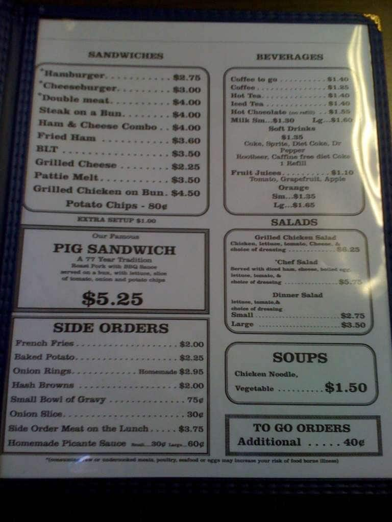 Menu At Dixie Pig Restaurant, Abilene, Butternut St