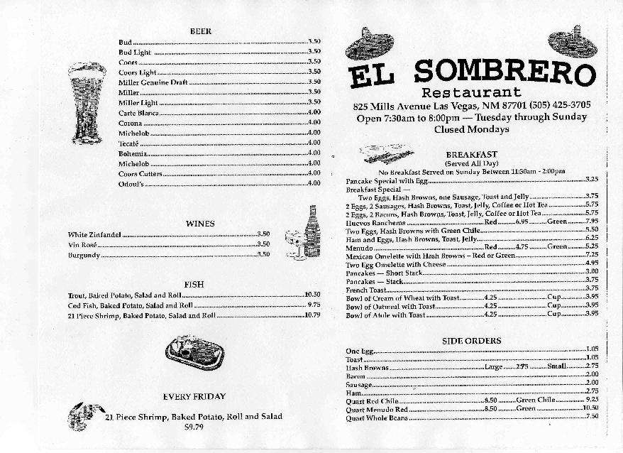 El Sombrero Mexican Restaurant Menu - Urbanspoon/Zomato