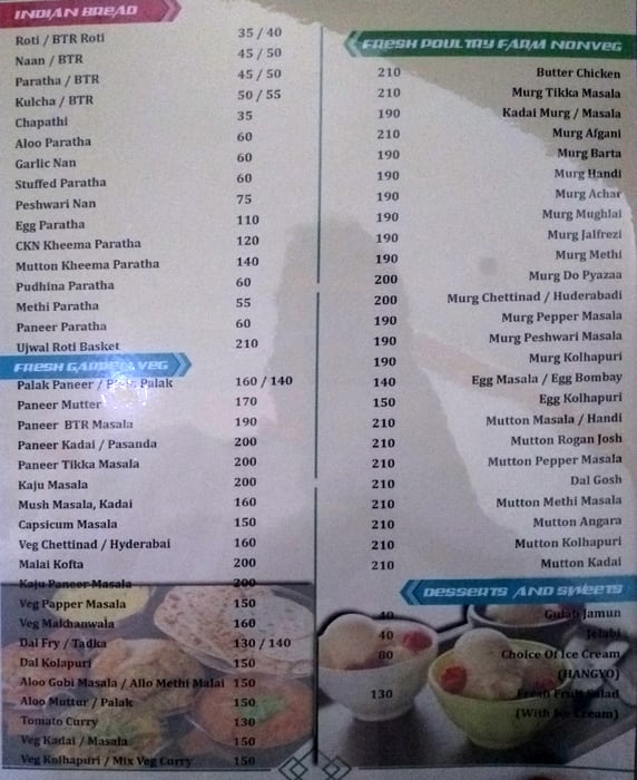 Menu at Ujwal Family Bar&Restaurant, Bengaluru