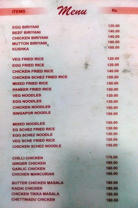 Hotel Al-Najeeb Nawab of Kebab menu