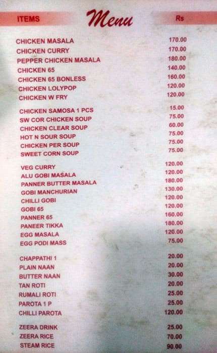 Hotel Al-Najeeb Nawab of Kebab menu