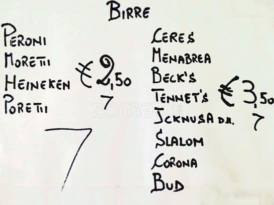 Menu di Angolo der Panino 