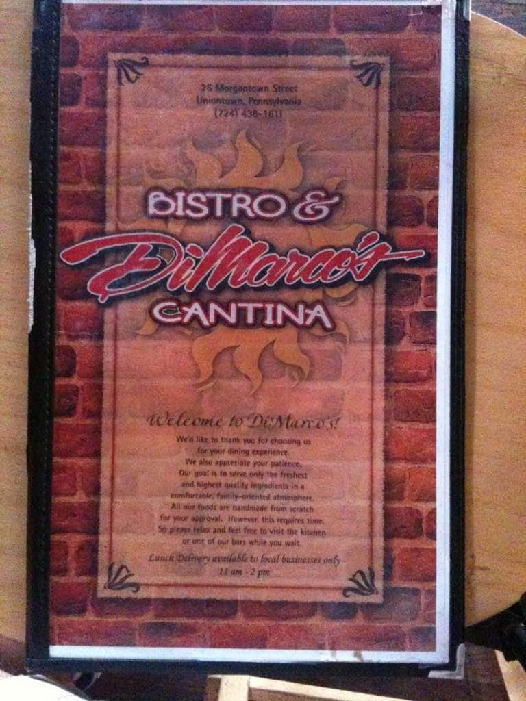 Menu at Dimarco's Bistro & Cantina pizzeria, Uniontown