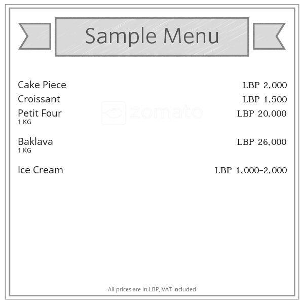 Patisserie Etoile Menu, Menu for Patisserie Etoile, Zouk Mikayel