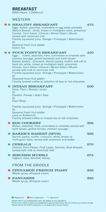 The Eatery Four Points By Sheraton Menu