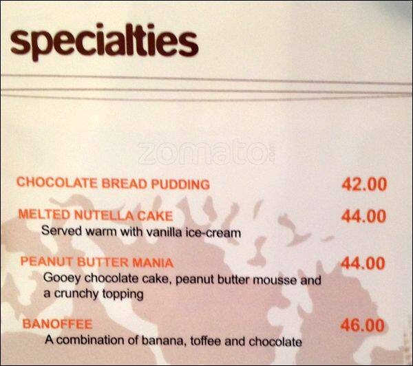Menu at Chocolate bar, Dubai, 374C+M4R