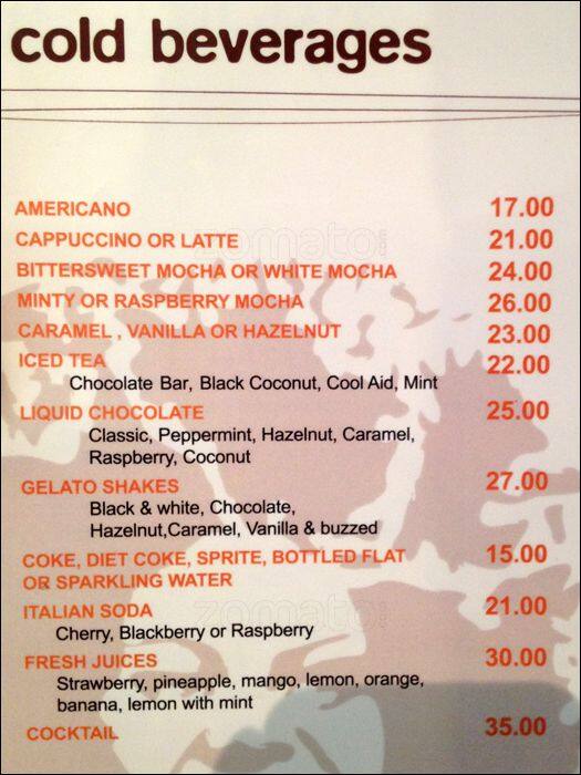 Menu at Chocolate bar, Dubai, 374C+M4R