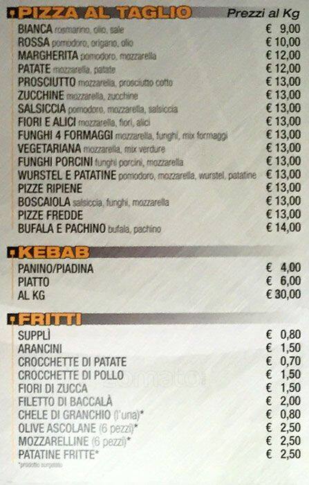 Menu di Pizzeria Centrale 