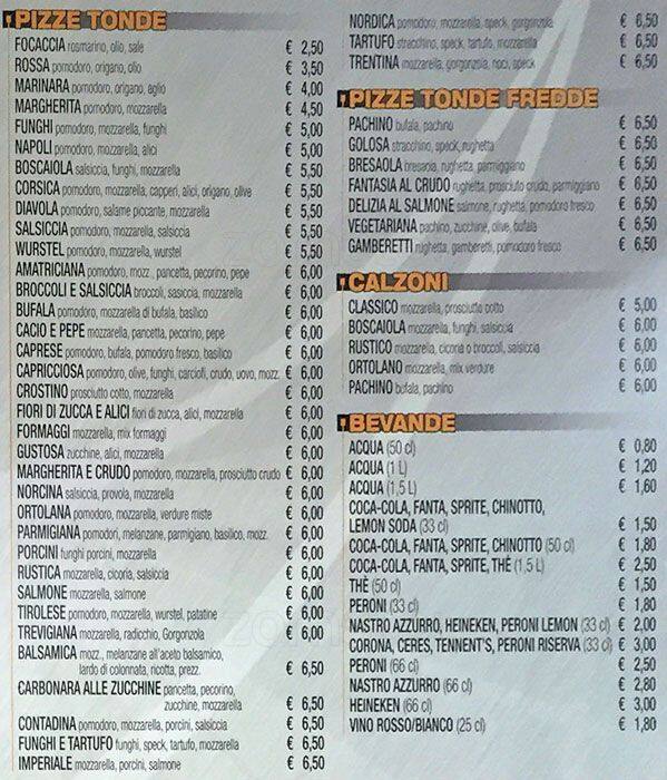 Menu di Pizzeria Centrale 