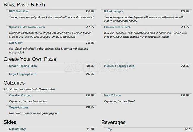 PM Lounge menu