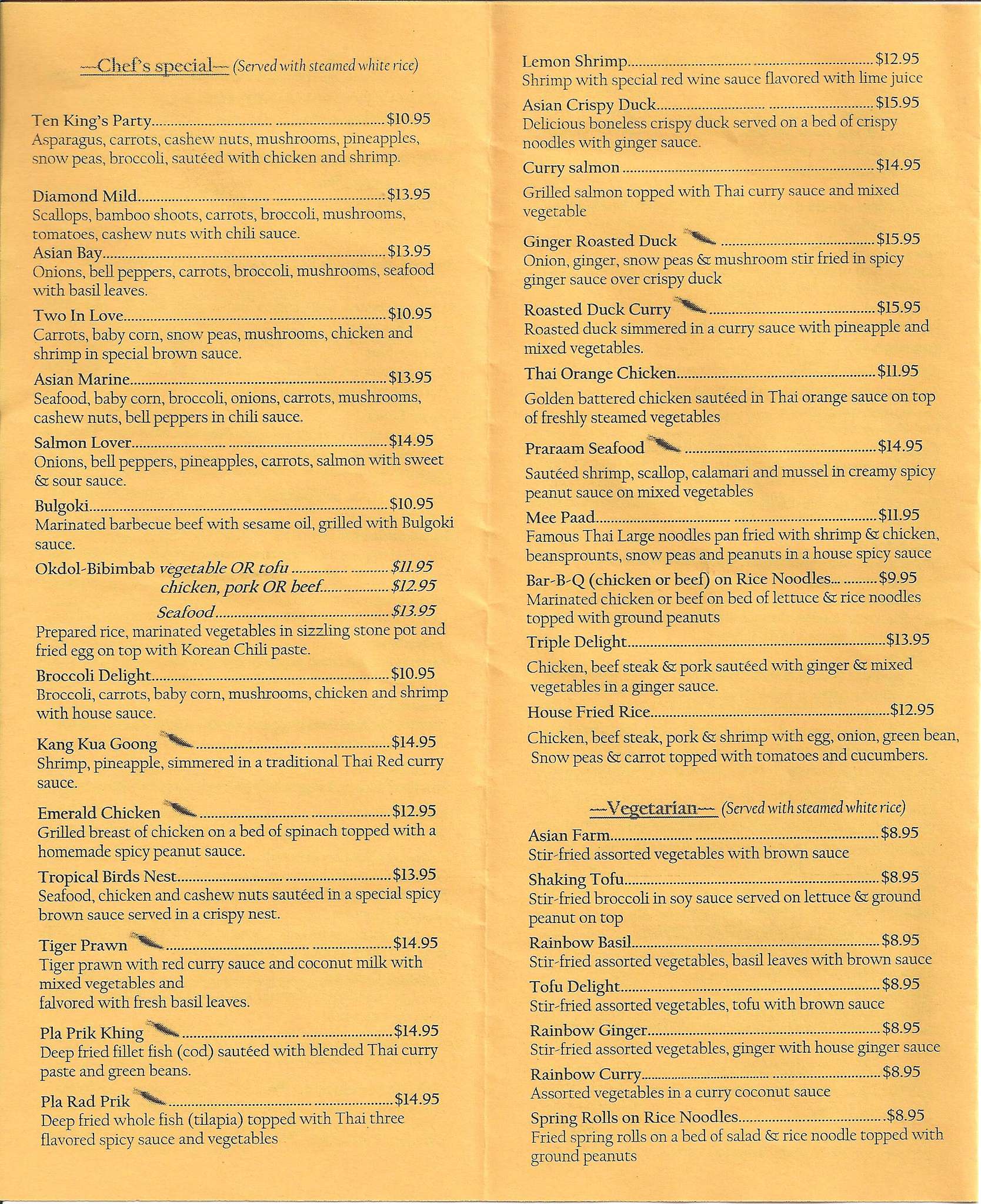 Menu at Asian Cafe, Winslow