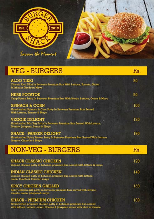 Menu of The Burger Shack Co, Mira Road, Mumbai