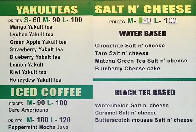 Carta de Tea Trails Milk Tea