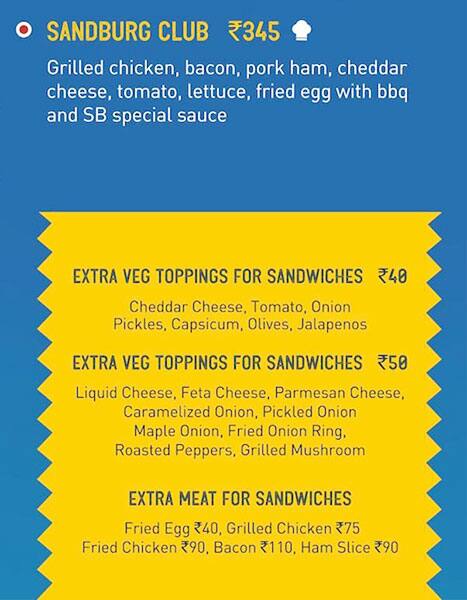 Sandburgs menu