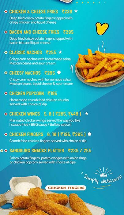 Sandburgs menu