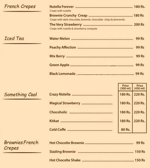 The Pancakes & Waffles menu