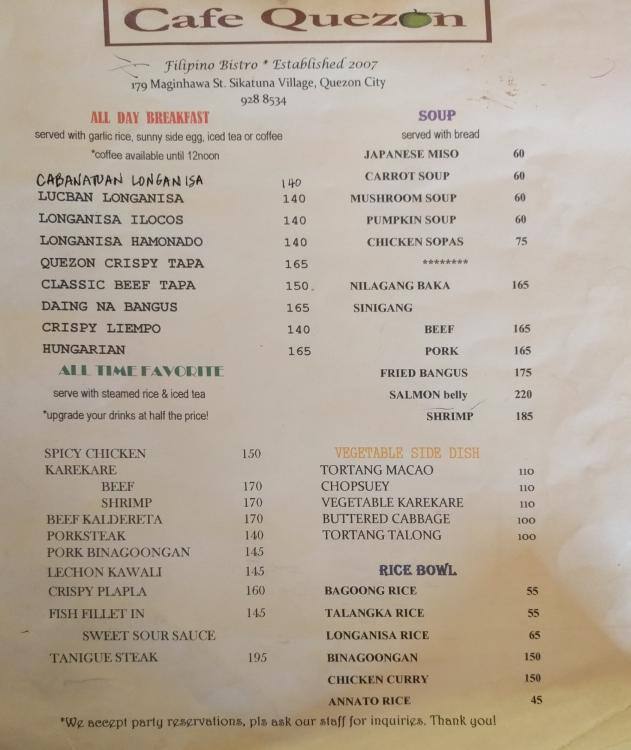 Cafe Quezon Cakes & Pastries Menu Zomato Philippines