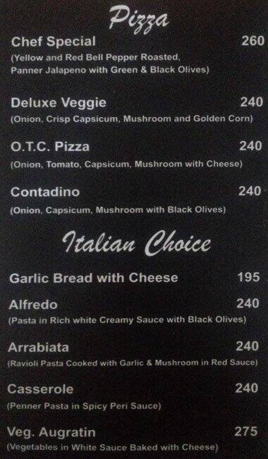 Silver Oak menu