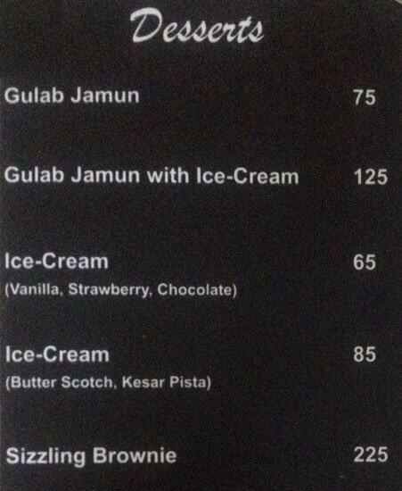 Silver Oak menu