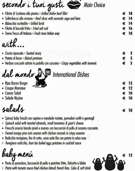 Menu di Ripa Place - Worldhotel Ripa Roma 