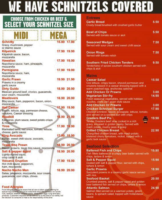 House of Schnitzel The Eureka Tavern Menu Urbanspoon/Zomato
