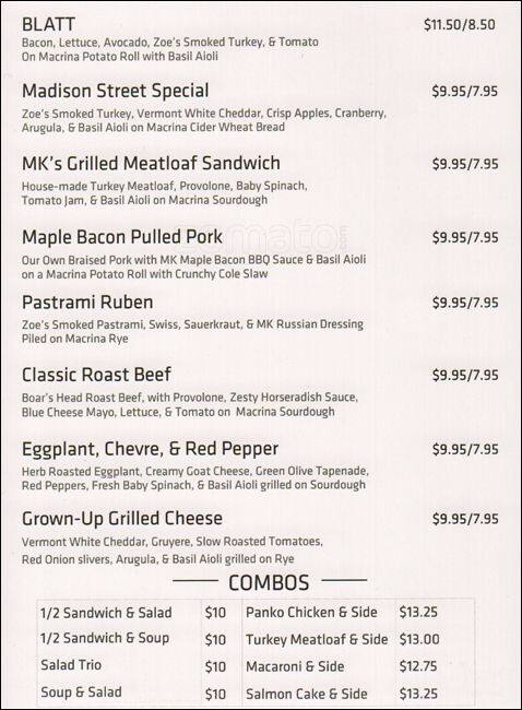 Carta de Madison Kitchen