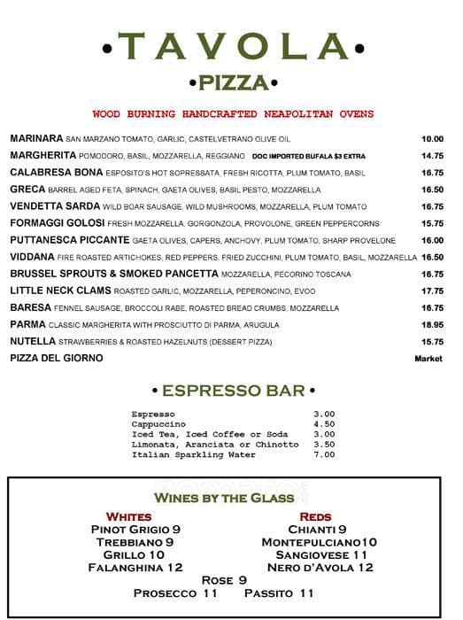 Tavola Menu, Menu for Tavola, Midtown West, New York City Urbanspoon