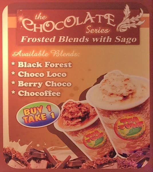Menu at Tea Zone, Cebu City