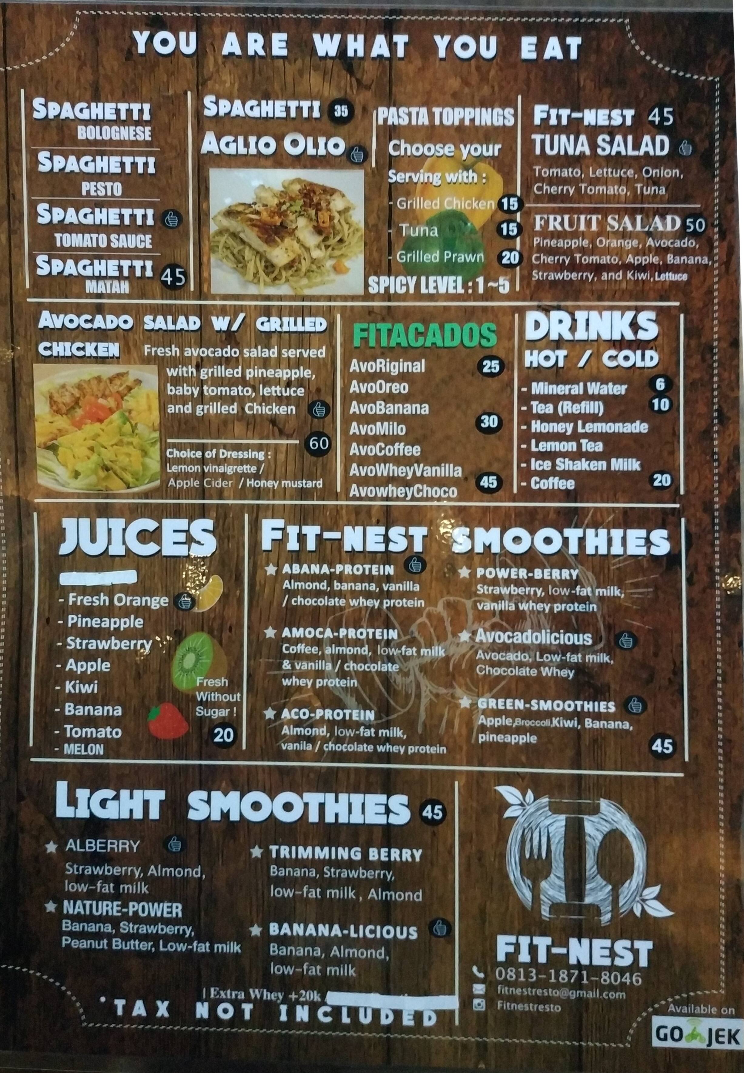 Menu at Fit - Nest, Jakarta