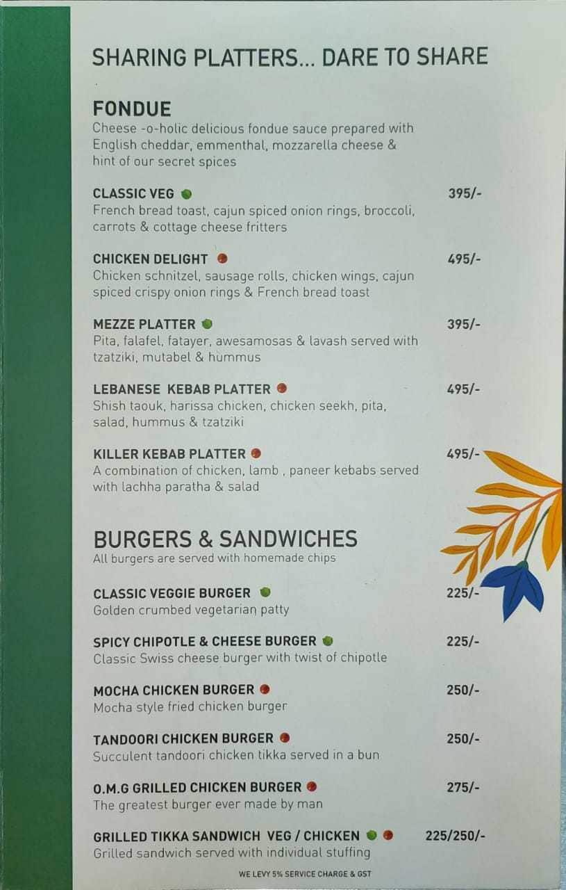 Mocha Cafe & Bar menu
