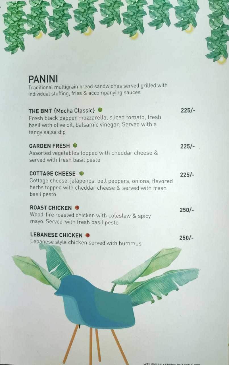 Mocha Cafe & Bar menu