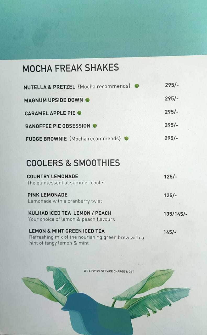 Mocha Cafe & Bar menu