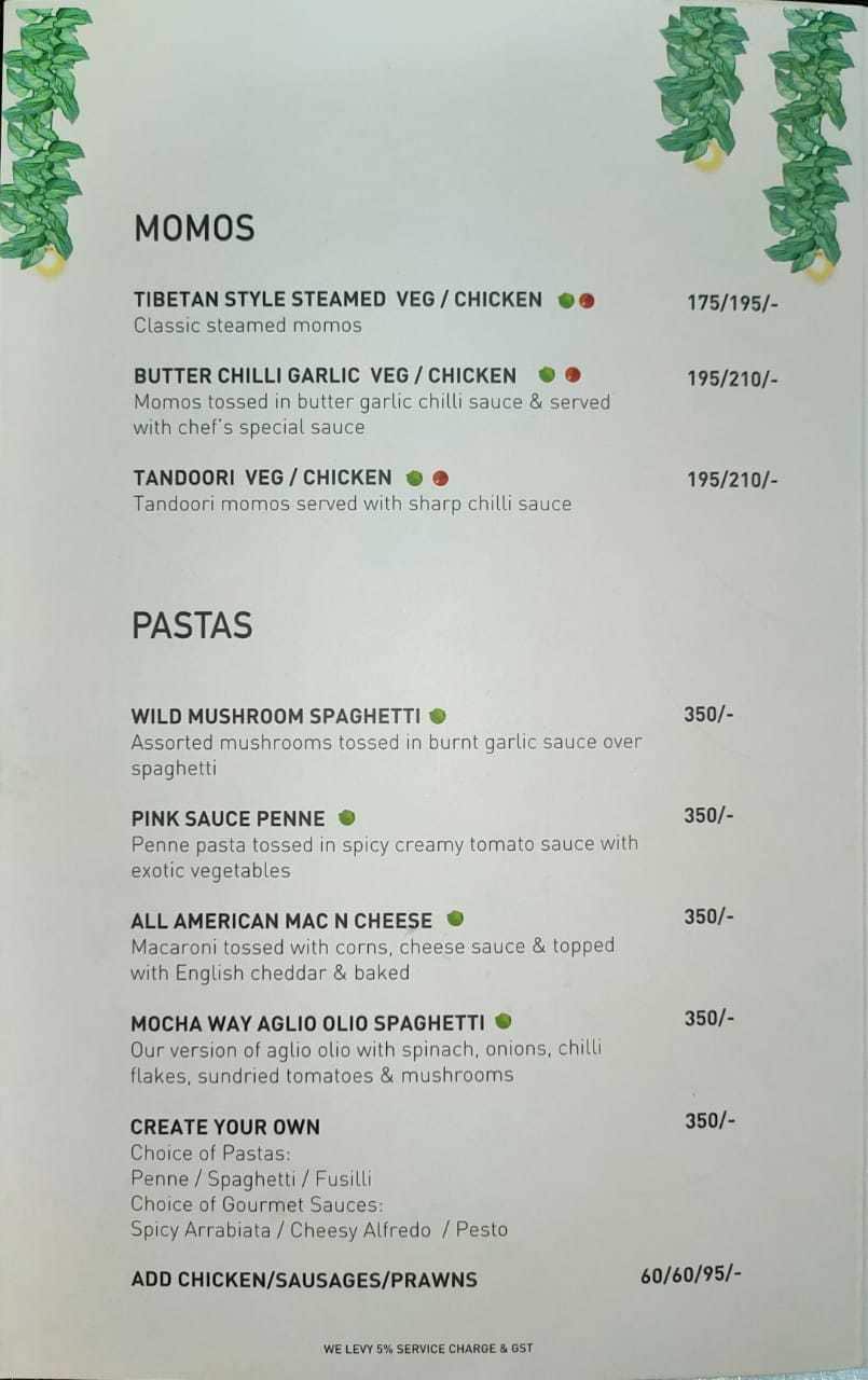 Mocha Cafe & Bar menu