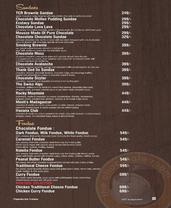 Menu at The Chocolate Room zirakpur, Zirakpur