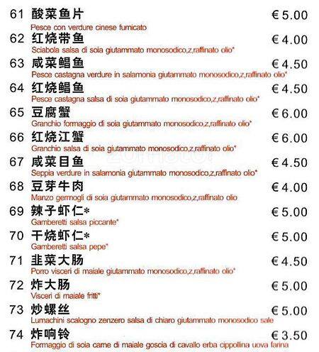 Menu di Ristorante Changren 