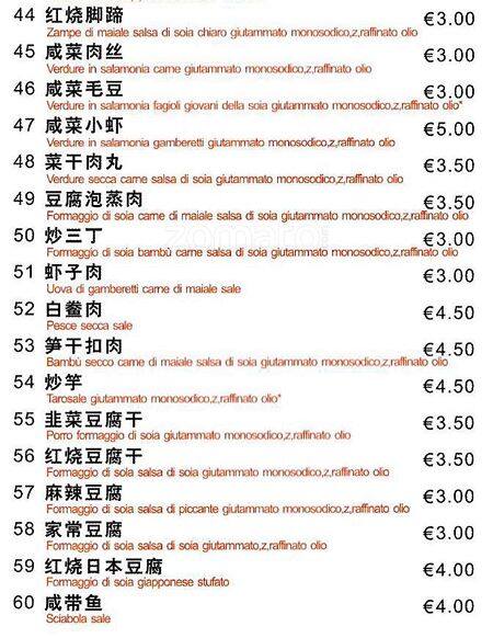 Menu di Ristorante Changren 