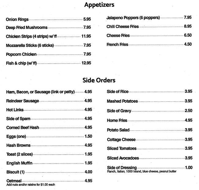 Menu at Leroy's Family Restaurant, Anchorage