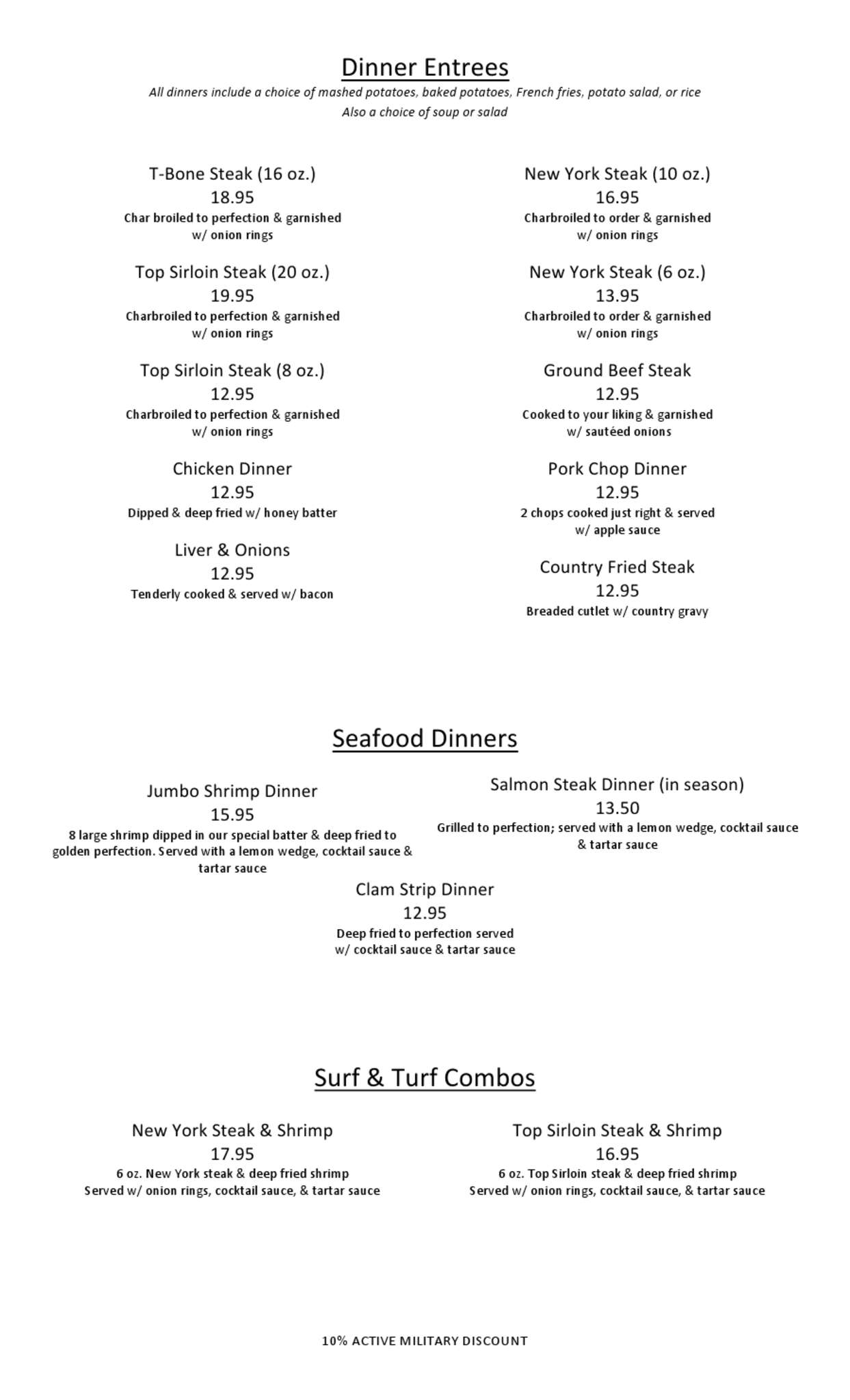 Menu at Leroy's Family Restaurant, Anchorage