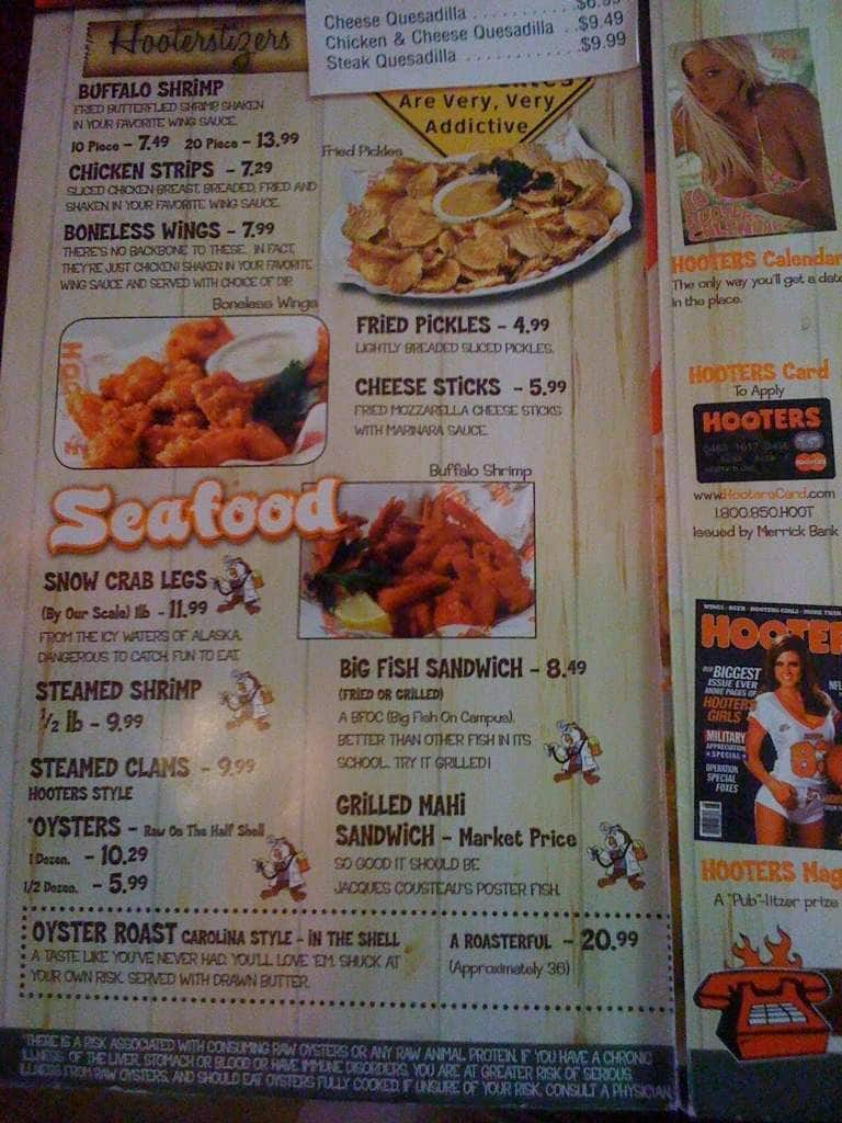 Hooters Menu Menu For Hooters Fort Myers Beach Fort Myers