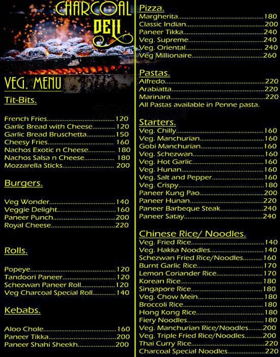 CHARCOAL SHAWARMA menu