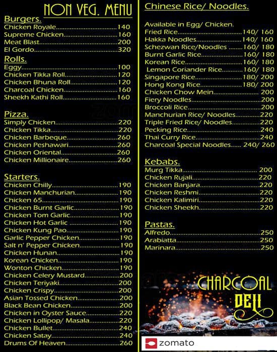 CHARCOAL SHAWARMA menu
