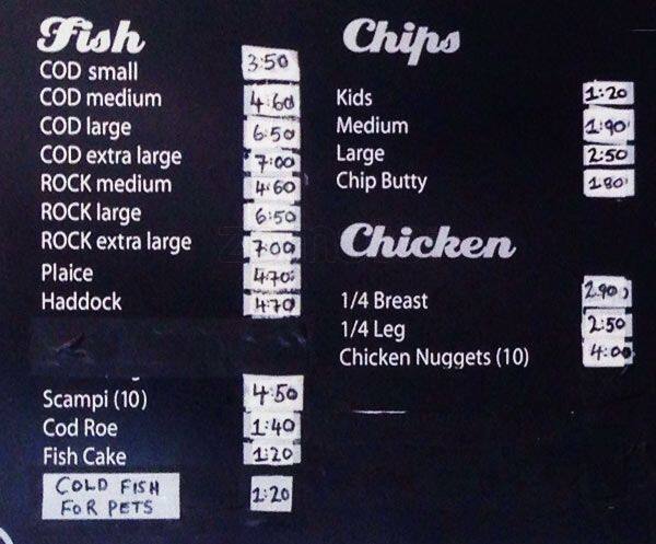 Quality Fish Bar menu