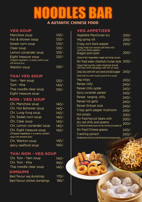 Noodles menu deals