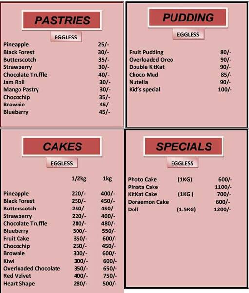 Menu of Keshav Bakery, Rajouri Garden, New Delhi